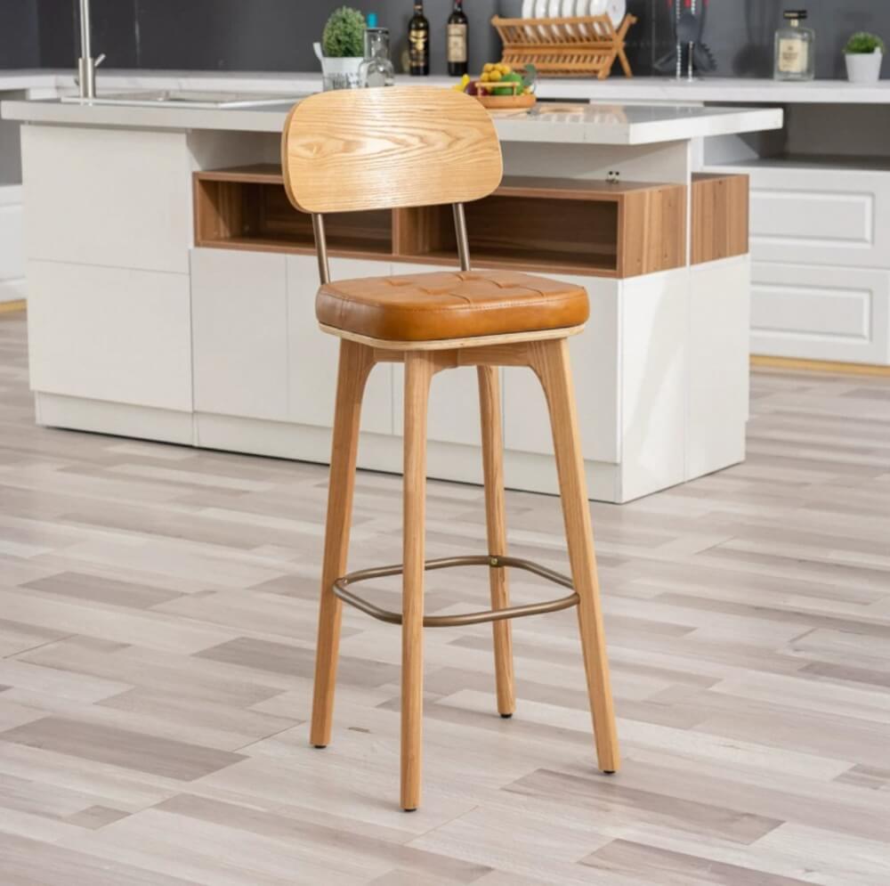 เก้าอี้บาร์ MY DOLLS HOUSE COCO 75 ซม. สีไม้อ่อน เบาะสีน้ำตาล